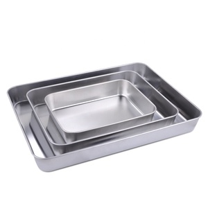 Bandeja rectangular personalizada para hornear pan, <span class=keywords><strong>pizza</strong></span>, pastel, bandeja de acero inoxidable para horno - Product Image 2