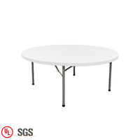Venta directa de fábrica, mesa plegable redonda blanca, mesa redonda de plástico para jardín al aire libre barata para fiesta