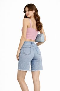 Nuevos Shorts de Mezclilla Cómodos y Desgastados con un Diseño Simple para Uso Diario - Perfectos para Versatilidad y Estilo - Product Image 4