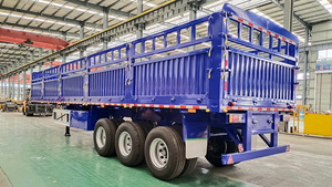 Haute qualité 80Ton <span class=keywords><strong>Plateau</strong></span> Semi Camion <span class=keywords><strong>Remorque</strong></span> avec Bétail Bétail Piquet Clôture pour Grain Cargo Transport - Product Image 3