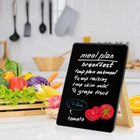 Tableau blanc en verre de bureau en gros, bloc-notes portable en verre noir, tableau effaçable, kit complet pour la maison, le bureau et l'école avec support en bois pour menu