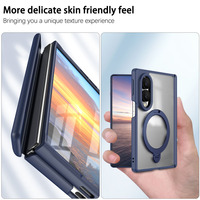 Étui magnétique pliable antichoc 360° avec protection de charnière pour Samsung Galaxy Z Fold 7 8 Wide °   Support de téléphone rotatif fin avec anneau