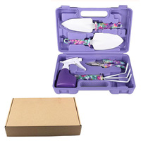 Kit d'outils de jardinage ergonomiques à imprimé floral (5/10 pièces) : Râteau, Cisailles, Élagueuse et Outils de plantation