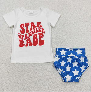 Sibling Baby Girls 4th Of July Shirt Bummie Sets - Product Image 3