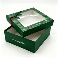 Boîte en papier recyclable de Noël avec couvercle et base, idéale pour l'emballage de chocolats, beignets, sushis, biscuits et desserts (vente en gros)