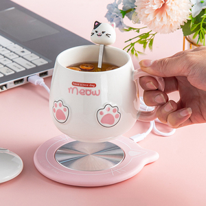 New Arrival Usb Heated Coffee Mug Warmer Gift Set Cute Cat Coffee Mug with Warmer - Product Image 3