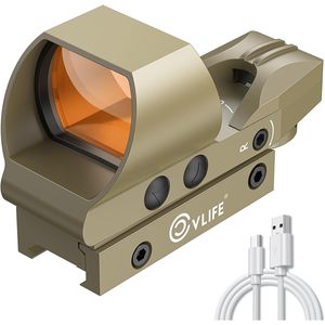 Optique à point rouge Cvlife Reflex 1X28x40mm avec réticules réglables, corps en aluminium couleur sable - Product Image 1