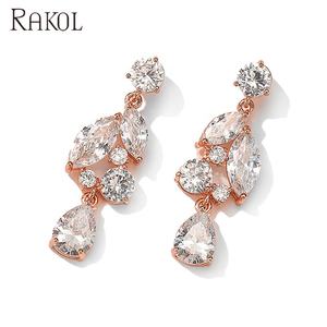 RAKOL EP2451 Goutte d'eau CZ 2021 Mode Boucles d'oreilles en or Bijoux en cristal hypoallergénique - Product Image 4