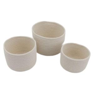 Ensemble de paniers de rangement en <span class=keywords><strong>corde</strong></span> de coton - Trois paniers de rangement de bureau de grande capacité pour articles divers, couleur unie, stock d'usine - Product Image 5