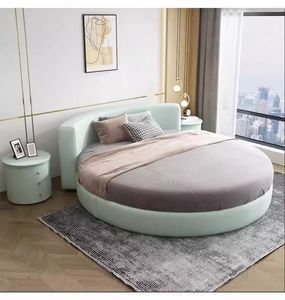 Letto Rotondo Moderno di Lusso per Adulti, Design Semplice, Arredamento per Camera da Letto di Casa e Hotel, Misura Matrimoniale/Queen/King, in Tessuto con Funzione di Stoccaggio - Product Image 4