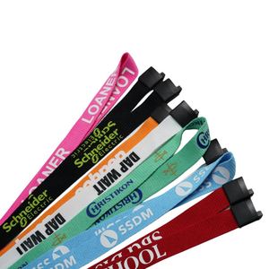 Bestom Custom Logo ID Lace <b>Polyester</b> Name Badge Card Holder Woven <b>Lanyards</b> Silk Screen Printing Hook Designer Factory Price - Product Image 3