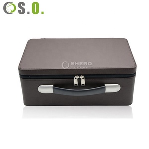 Organisateur de bijoux valise en daim avec plateau à trois services pour pendentif bague en cuir velours mallette de rangement pour bijoux boîte de présentation pour bijoux - Product Image 6