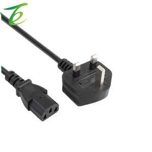 Pin kuyruk AC fiş güç kablosu ile İngiliz stdard üç çekirdekli İngiliz fiş tel üç fiş siyah İngiliz saf bakır güç kaynağı - Product Image 1