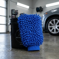 Gant de lavage de voiture en microfibre chenille bleue, doux, pour le nettoyage extérieur des voitures, SUV et camions