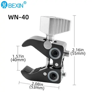 Bexin câmera de fotografia super mola, caranguejo, tripé externo, montagem por braço mágica, mini montagem de bola, clipe para câmera, 1/4 parafuso