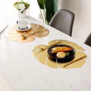 En STOCK Color oro respetuoso del medio ambiente de plástico HOJA DE Monstera mantel para cocina comedor <span class=keywords><strong>Accesorios</strong></span> - Product Image 5