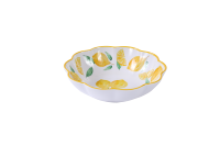 Service de table en mélamine motif citron estival, assiettes et bols en mélamine incassables à bord festonné en forme de fleur jaune