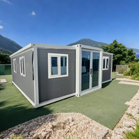Maison conteneur modulaire pliable de 20 pieds à double aile extensible, habitation modulaire de luxe, unité secondaire (ADU) amovible avec salle de bain
