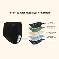 Culotte étanche en coton biologique noir 4 couches Culotte Menstruales Culotte Menstruelle Physiologique Sous-vêtements Menstruels Culotte périodique