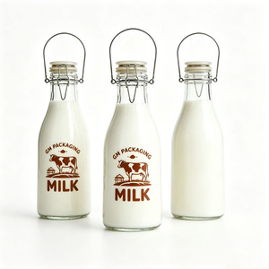 Bouteilles en verre coniques réutilisables faites à la main pour <span class=keywords><strong>jus</strong></span> et boissons, 500 ml et 1000 ml, avec bouchon à bascule, couvercle à clip et poignée - Product Image 3