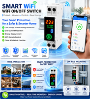 Disjoncteur intelligent WiFi Tuya avec affichage numérique multicolore, tension et courant réglables, déclenchement automatique 6kA 220V 50/60Hz, montage sur rail DIN