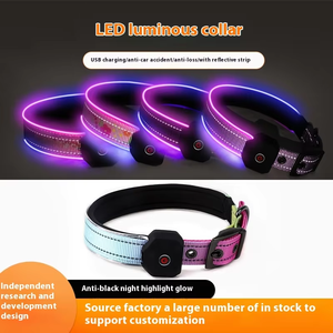 Nilon dapat disesuaikan gaya taktis hewan peliharaan anjing anak anjing kerah aman bercahaya lampu LED dicetak poliester untuk anjing dan hewan peliharaan - Product Image 5