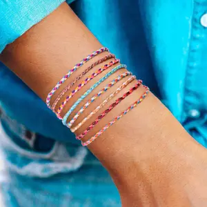 Bohemen Handgeweven 4 Strengen String Armband Gevlochten Kleur Katoenen Koord Armband Voor Vrouwen Goedkope Vriendschap Armband Voor Promotie