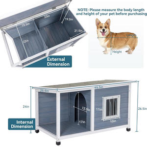 บ้านสุนัขกลางแจ้งหรูหราพร้อมหลังคายางมะตอยที่ทันสมัยและคอกไม้พิมพ์กรงสัตว์เลี้ยงสำหรับแมวและเพื่อนขนยาว - Product Image 2