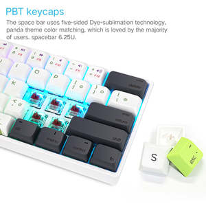 Personnalisation en gros thème Panda <span class=keywords><strong>SK61</strong></span> rétro-éclairé 61 touches clavier de jeu mécanique - Product Image 4