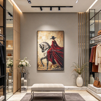 Art mural luxe porcelaine cristal incrustée diamant, portrait dame africaine élégante avec cheval pour décoration maison