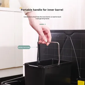 Hiện đại ba phần hình chữ nhật bằng thép không gỉ bàn đạp tái chế <span class=keywords><strong>bin</strong></span> thân thiện với môi nhà bếp phân loại chất thải bên trong - Product Image 3