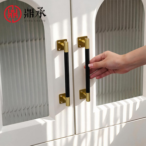 Dingcheng Chinese Style <b>Cabinet</b> Door Handles Brass <b>Black</b> Knurled Bar 2933B For Wardrobe Drawer Furniture - Product Image 1