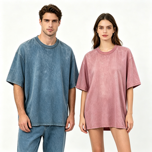 Camiseta de Cuello Redondo Oversize 100% Algodón con Lavado Ácido para Hombre, Marca Privada, Estilo Urbano Premium, Hombros Caídos - Product Image 1