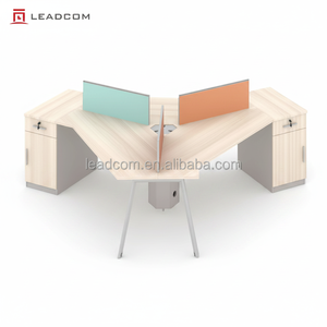 LEADCOM 120 Poste de travail modulaire écologique moderne avec rangement, pieds en acier laminé à froid et armoire à 3 tiroirs - Product Image 4