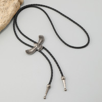 Cravate Bolo Vintage Ailes d'Aigle, Style Western Punk, en Cuir Synthétique, Collier Chaîne pour Chemise, Bijou pour Hommes et Femmes