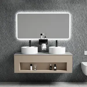 2024 New Furniture Zinc Alloy Stainless Steel Bathroom Vanity Mirror Cabinet Set