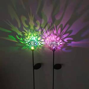 Solar Iron <b>Ball</b> Garden Lights <b>LED</b> Outdoor Decorative Stake Lamp Water Resistant Free Standing - Product Image 2