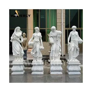 France Natural Quatre Saison Marble Four Seasons Statues Greek Gods Goddesses Stone Carving Goddess