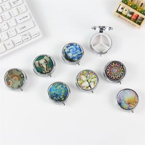 Mini Round Decorative Iron Pill Box Medicine Container <b>Metal</b> Tablet Case Sublimation Pill Box - Product Image 4