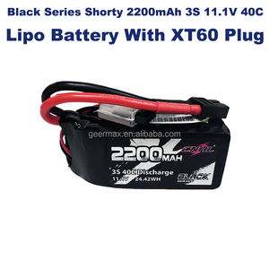 CNHL 블랙 시리즈 쇼티 2200mAh <span class=keywords><strong>3S</strong></span> <span class=keywords><strong>11.1V</strong></span> 40C <span class=keywords><strong>Lipo</strong></span> 배터리 (XT60 플러그 UAV 부품 포함) 3 셀 3S1P 80C 버스트 드론 부품 - Product Image 6