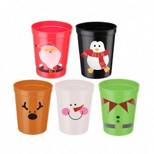 Gobelets en plastique réutilisables de 16 oz pour fêtes de Noël et événements festifs, personnalisables et en gros - Product Image 1