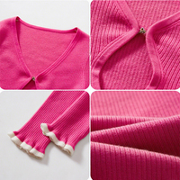 Cardigan court en maille boutonnée pour femme, design personnalisé, logo OEM, mode automne, ouverture sur la poitrine