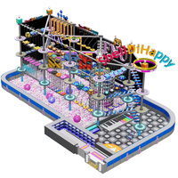 Centre de jeux multifonctionnel de style moderne avec trampoline, aire de jeux intérieure sécurisée pour enfants, adapté aux centres commerciaux