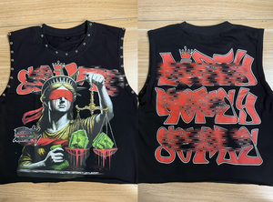 PEEQI COTTON Tee with Metal Nails Summer Punk Design <strong>tank</strong> <strong>Tops</strong> for <strong>Women</strong> Letter Print Sleeveless T-shirt <strong>Women's</strong> <strong>tank</strong> <strong>Tops</strong> - Product Image 4