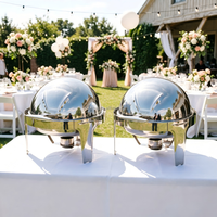 Réchaud de buffet de luxe 6L en acier inoxydable argenté avec grilles réglables et couvercle roulant, pour hôtels, mariages et banquets