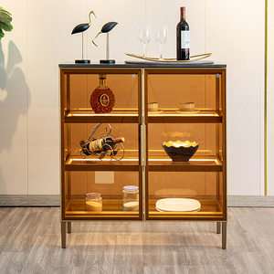 Mueble para Vinos de Alta Gama, Personalizado, de Aluminio Negro y Madera, Moderno, Independiente, de Esquina, con Puerta Única y Enfriador Integrado para Casa u Hotel - Product Image 2
