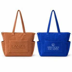 Large Capacity Plush Terry Towel Shopping Bag Custom Multi-color Print Reusable Outdoor Camping <b>Handbag</b> Wholesale - Product Image 5