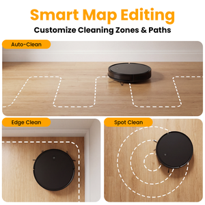 หุ่นยนต์ดูดฝุ่นสำหรับอพาร์ทเมนต์ขนาดเล็ก ทำความสะอาดฝุ่นประจำวัน ถังเก็บฝุ่นอัจฉริยะ ชาร์จไฟอัตโนมัติ กวาดพื้นเปียกและแห้ง วัสดุพลาสติก - Product Image 2