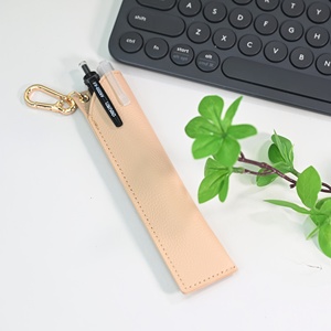 Portable PU Leather Pen Pencil Pouch with Carabiner Slim Storage Case for School Office Supplies and Welcome <b>Gifts</b> Handmade - Product Image 5
