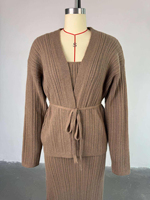 Ensemble décontracté automne-hiver pour femme, pull et robe en tricot à bretelles, 2 pièces